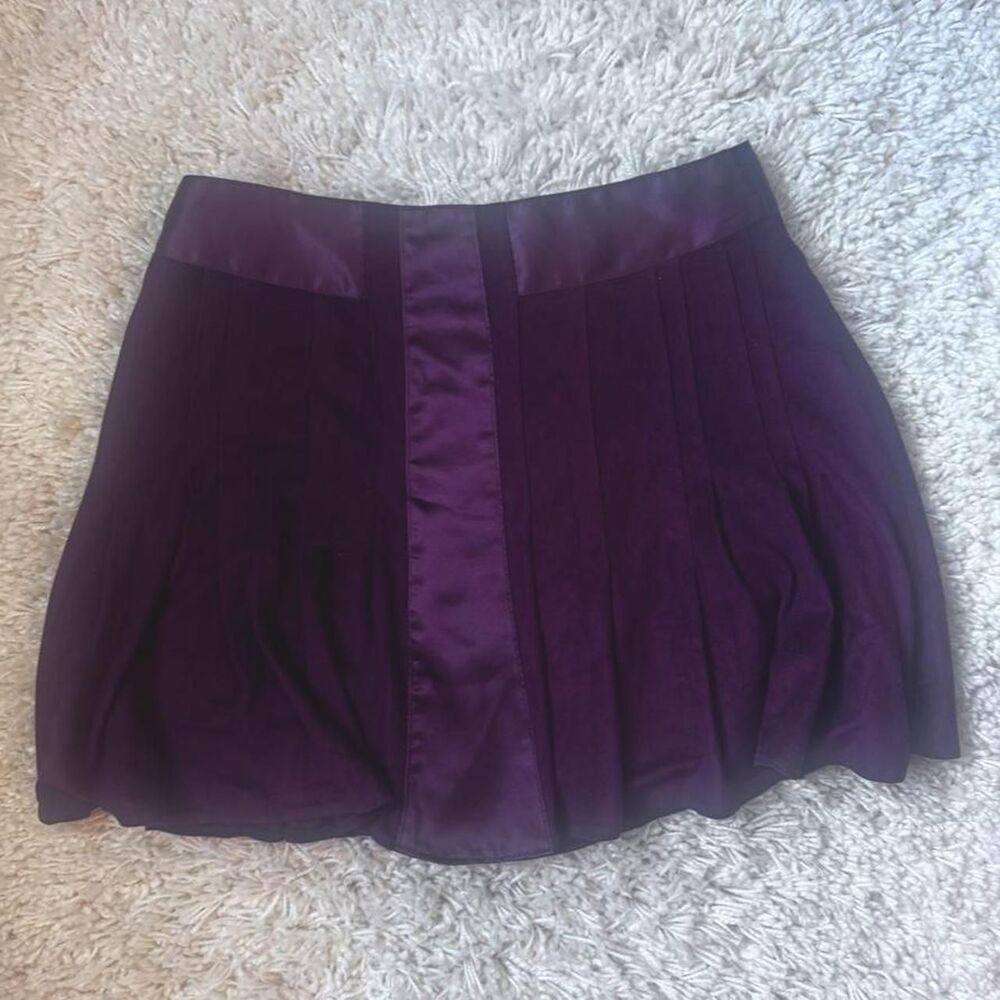 Vintage Burgundy Suede Mini Skirt | Pleated Soft Feeling Suede Skirt Size S